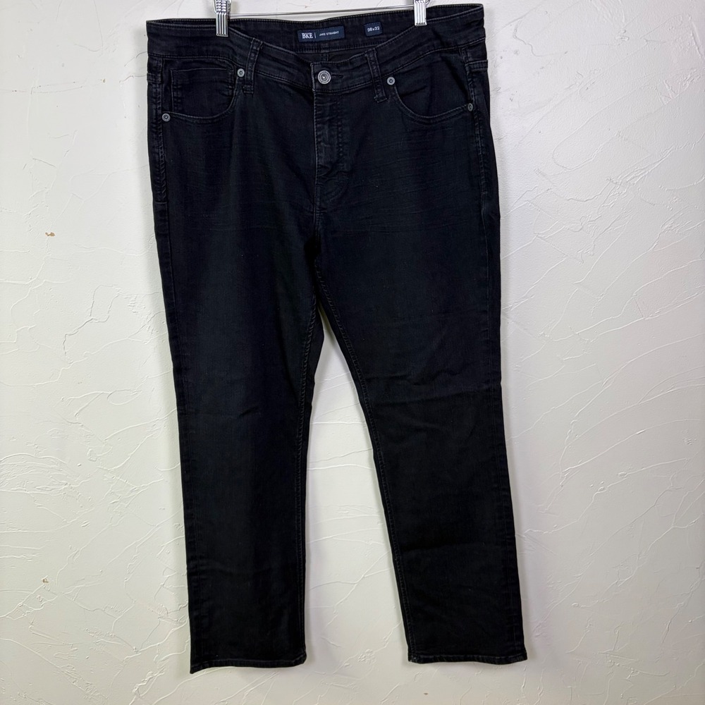 BKE Denim Mens Jake Black Jeans Size 38R Straight Leg Stretch Mid Rise